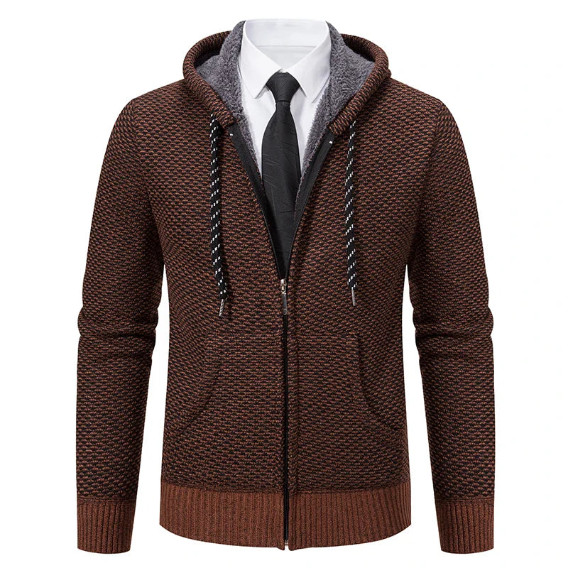 Jaqueta Masculina Cardigan com Gola Dobrável Forro Fleece Estilo Vintage – (Promoção de Inverno 2025)