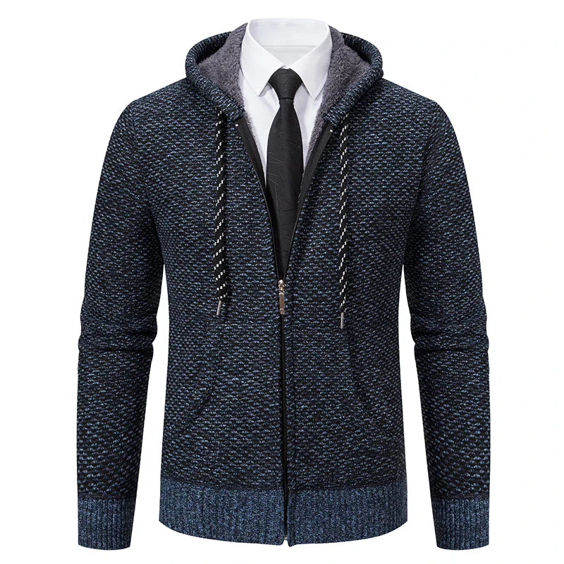 Jaqueta Masculina Cardigan com Gola Dobrável Forro Fleece Estilo Vintage – (Promoção de Inverno 2025)