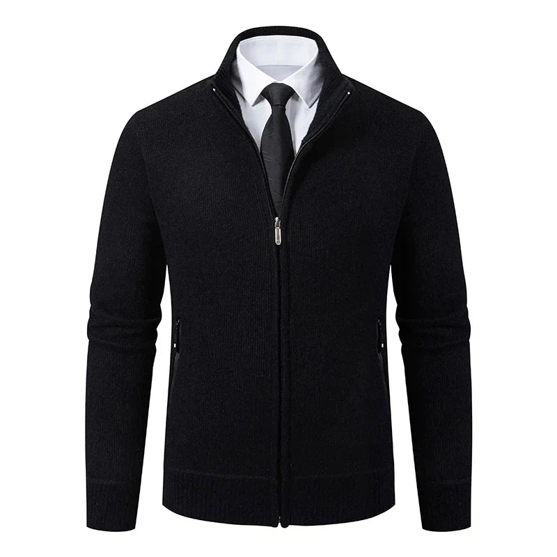 Jaqueta Masculina Cardigan com Gola Dobrável Forro Fleece Estilo Vintage – (Promoção de Inverno 2025)