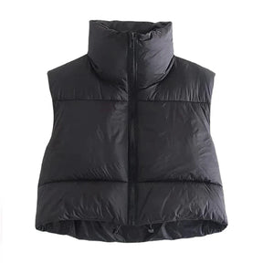 Colete Feminino Acolchoado sem Mangas Gola Alta em Algodão - (Promoção de Inverno 2025)