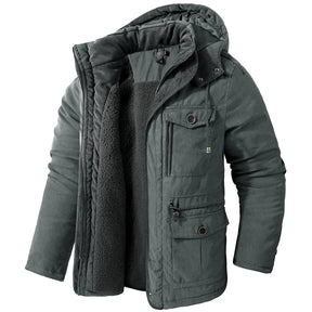 Jaqueta Masculina Tática com Capuz Forro Fleece e Bolsos - (Promoção de Inverno 2025)