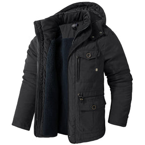 Jaqueta Masculina Tática com Capuz Forro Fleece e Bolsos - (Promoção de Inverno 2025)