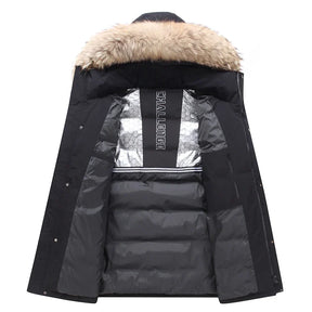 Jaqueta Masculina Longa com Capuz Peluciado – (Promoção de Inverno 2025)