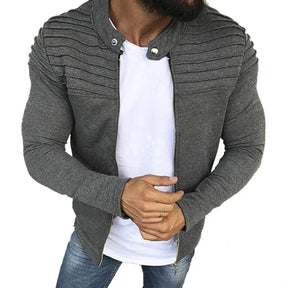 Jaqueta Masculina Slim com Listras, Zíper Frontal Estilo Esportivo – (Promoção de Inverno 2025)