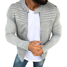 Jaqueta Masculina Slim com Listras, Zíper Frontal Estilo Esportivo – (Promoção de Inverno 2025)