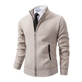 Jaqueta Masculina Cardigan com Gola Dobrável Forro Fleece Estilo Vintage – (Promoção de Inverno 2025)