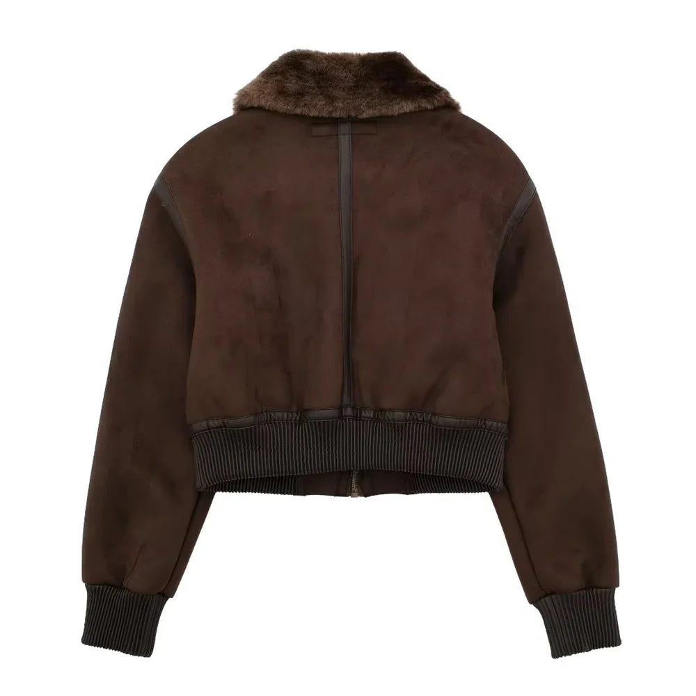 Jaqueta Feminina com Gola Alta Modelagem Solta Dupla Face – (Promoção de Inverno 2025)