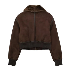 Jaqueta Feminina com Gola Alta Modelagem Solta Dupla Face – (Promoção de Inverno 2025)