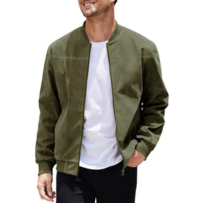 Jaqueta Masculina com Zíper e Gola Alta Casual Retrô – (Promoção de Inverno 2025)