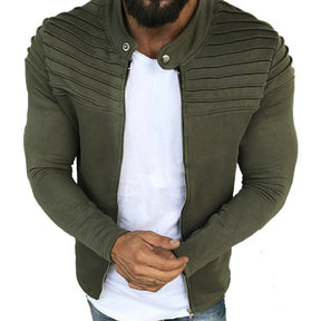 Jaqueta Masculina Slim com Listras, Zíper Frontal Estilo Esportivo – (Promoção de Inverno 2025)