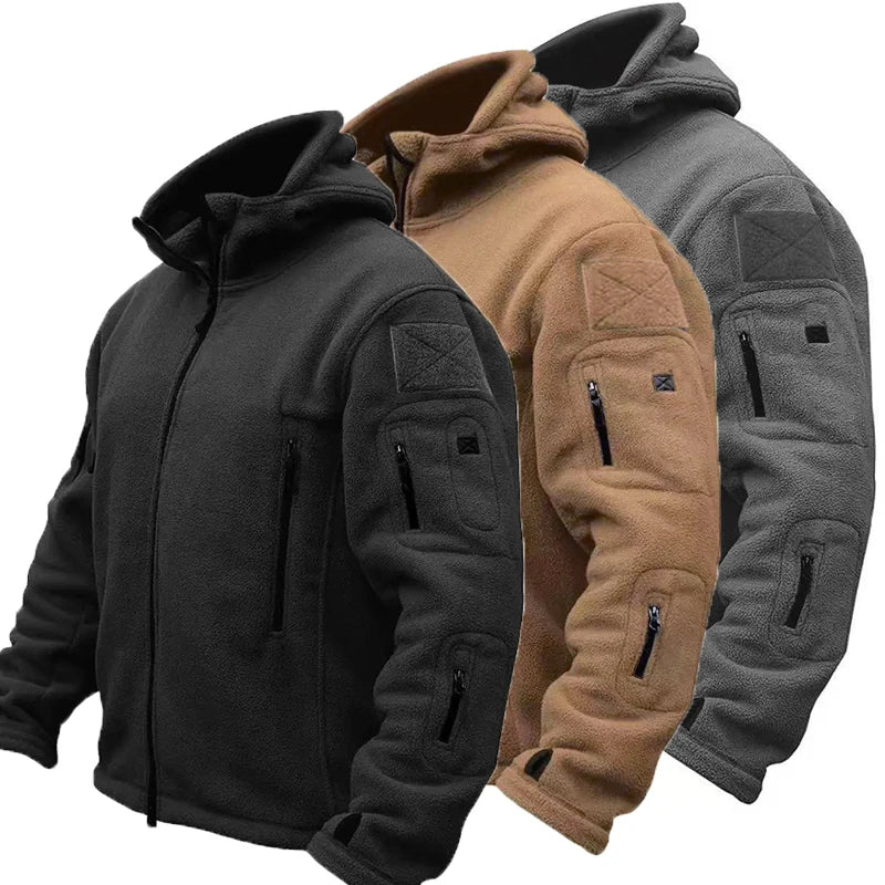Jaqueta Masculina Tática com Capuz e Forro Fleece - (Promoção de Inverno 2025)