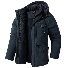 Jaqueta Masculina Tática com Capuz Forro Fleece e Bolsos - (Promoção de Inverno 2025)