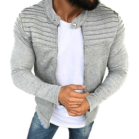 Jaqueta Masculina Slim com Listras, Zíper Frontal Estilo Esportivo – (Promoção de Inverno 2025)