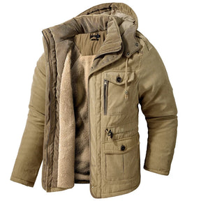 Jaqueta Masculina Tática com Capuz Forro Fleece e Bolsos - (Promoção de Inverno 2025)