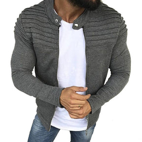Jaqueta Masculina Slim com Listras, Zíper Frontal Estilo Esportivo – (Promoção de Inverno 2025)