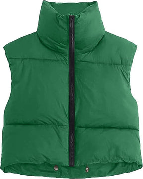 Colete Feminino Acolchoado sem Mangas Gola Alta em Algodão - (Promoção de Inverno 2025)